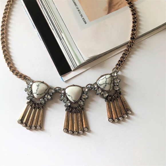 Bella Smyle Jewelry - Classy"Jessica" White Marble & Gem Statement